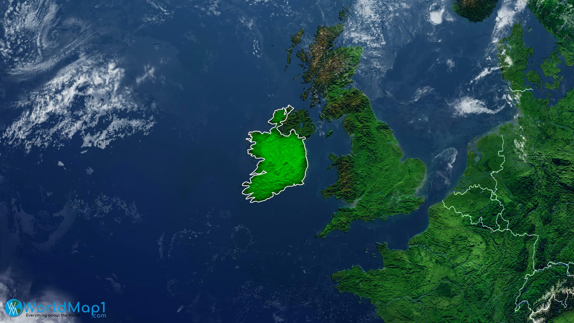 Ireland and United Kingdom Satellite View